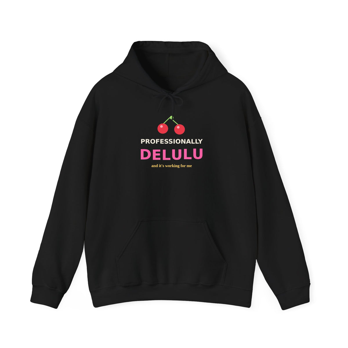 Professionally Delulu — Funny Cherry Y2K Hoodie