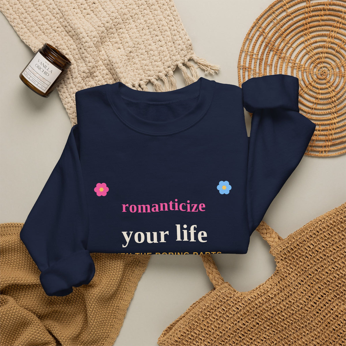 Romanticize Your Life — Soft Era Groovy Sweatshirt
