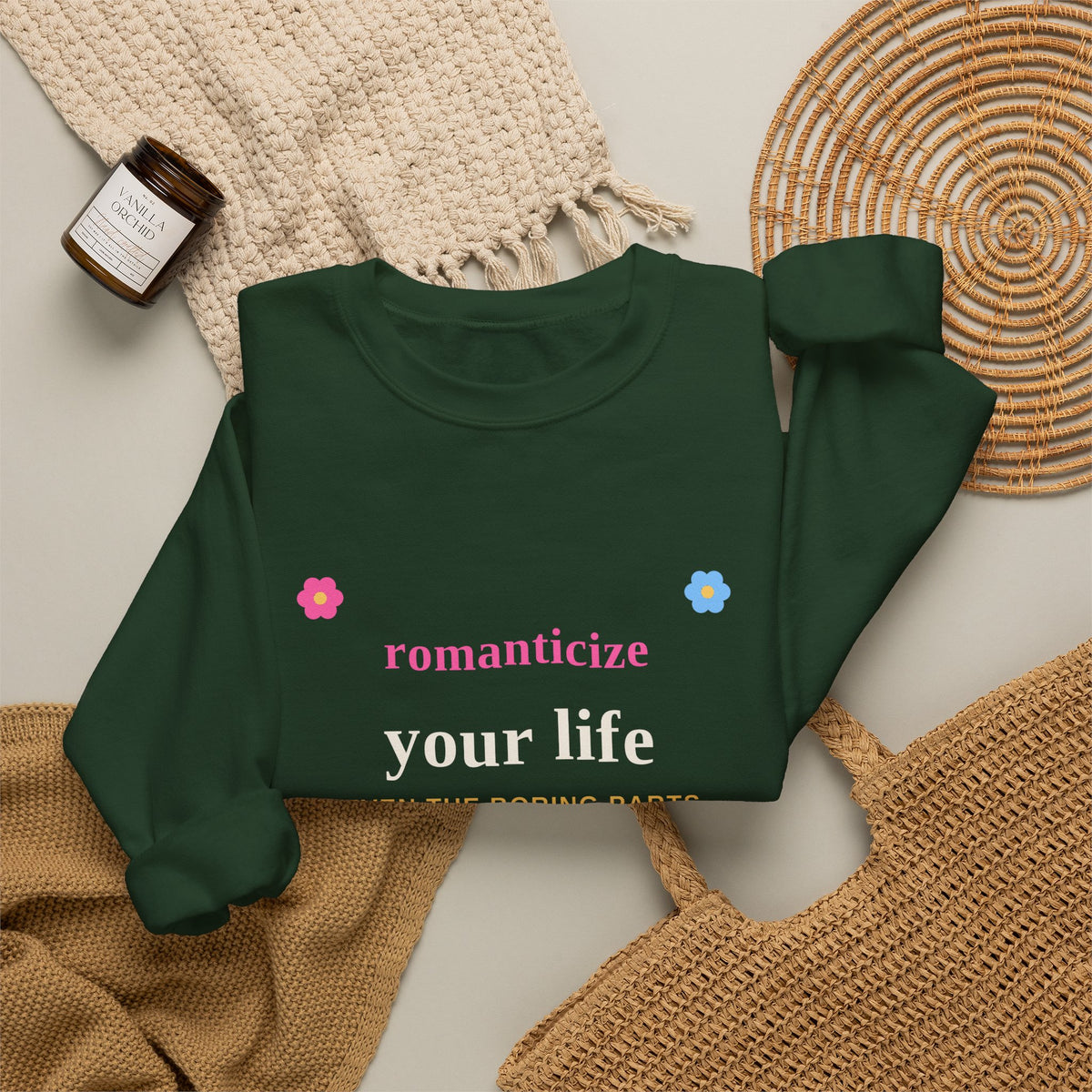 Romanticize Your Life — Soft Era Groovy Sweatshirt
