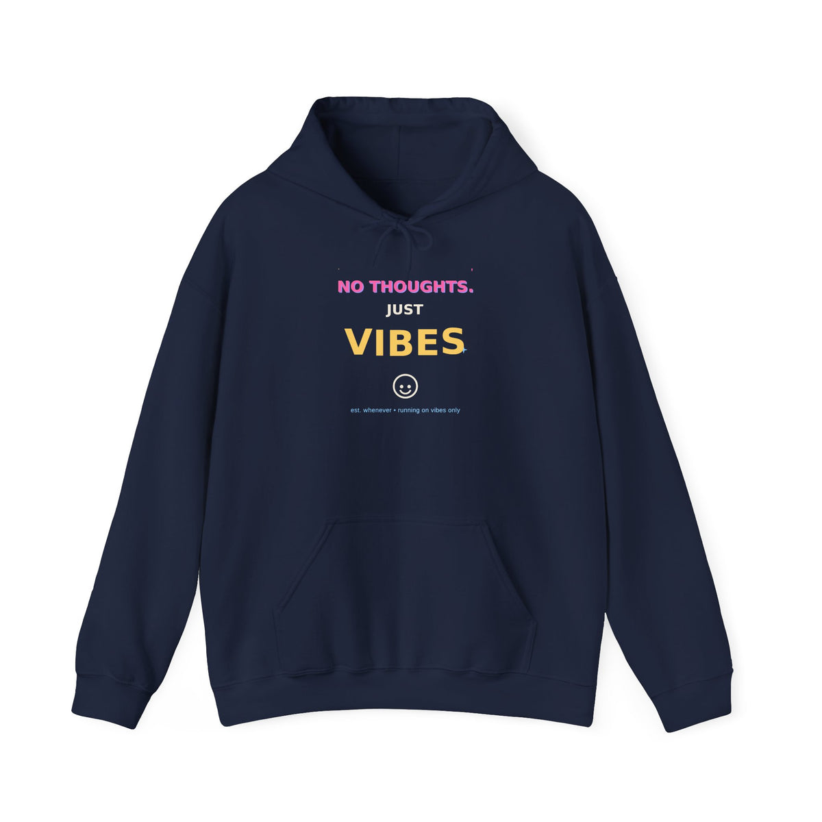 No Thoughts Just Vibes Smiley Sparkles Y2K Style Graphic Hoodie