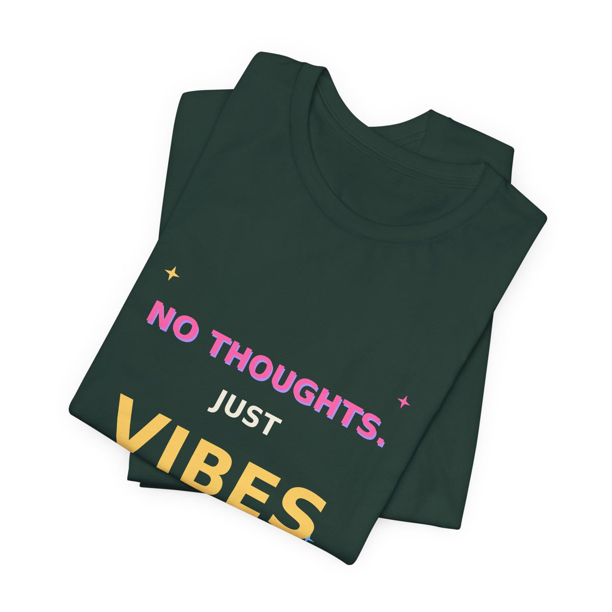 No Thoughts Just Vibes Smiley Sparkles Y2K Style Graphic Tee