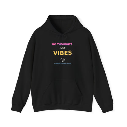 No Thoughts Just Vibes Smiley Sparkles Y2K Style Graphic Hoodie