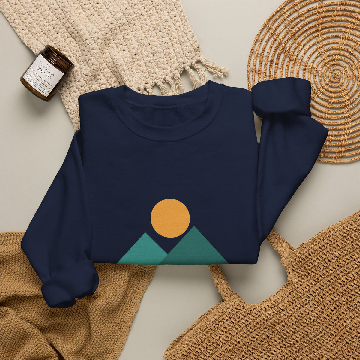 Desert Vibes Only — Minimal Mountain Sun Sweatshirt