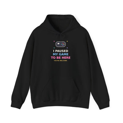 I Paused My Game To Be Here — Funny Gamer Hoodie