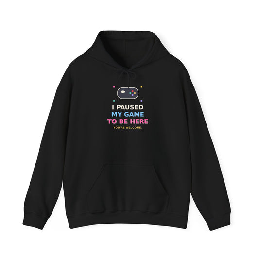 I Paused My Game To Be Here — Funny Gamer Hoodie