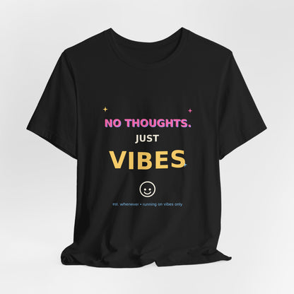 No Thoughts Just Vibes Smiley Sparkles Y2K Style Graphic Tee