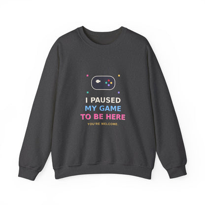 I Paused My Game To Be Here — Funny Gamer Sweatshirt