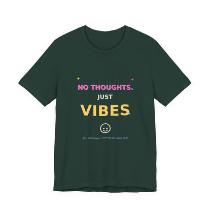 No Thoughts Just Vibes Smiley Sparkles Y2K Style Graphic Tee