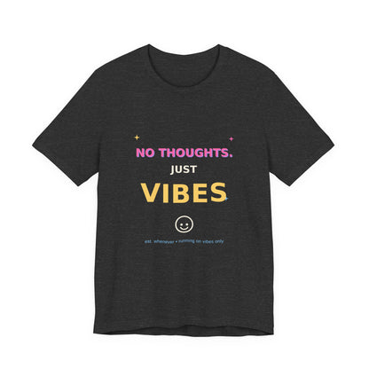 No Thoughts Just Vibes Smiley Sparkles Y2K Style Graphic Tee