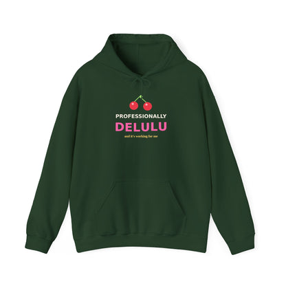 Professionally Delulu — Funny Cherry Y2K Hoodie