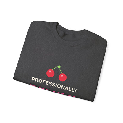 Professionally Delulu — Funny Cherry Y2K Sweatshirt