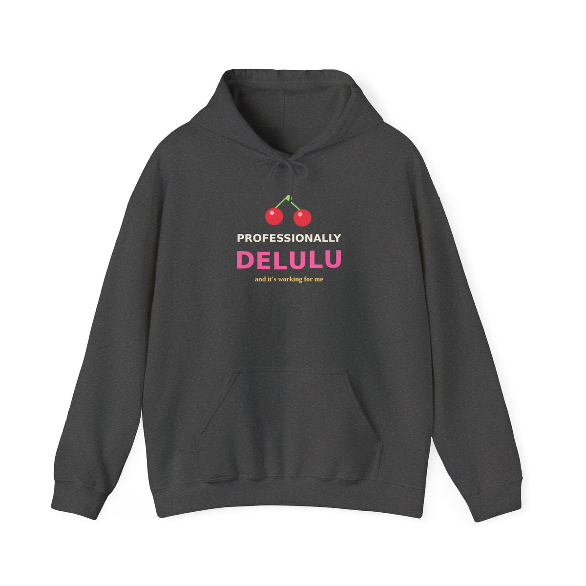 Professionally Delulu — Funny Cherry Y2K Hoodie