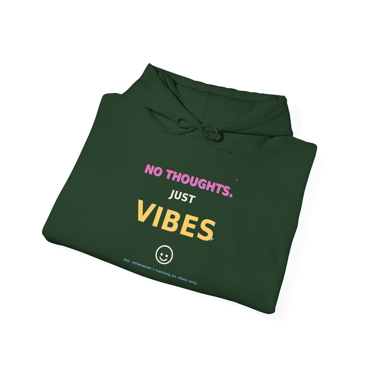 No Thoughts Just Vibes Smiley Sparkles Y2K Style Graphic Hoodie