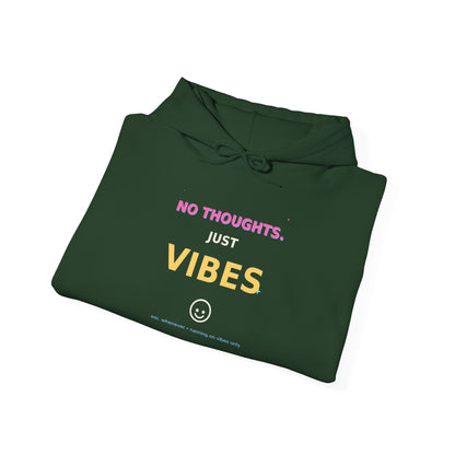 No Thoughts Just Vibes Smiley Sparkles Y2K Style Graphic Hoodie