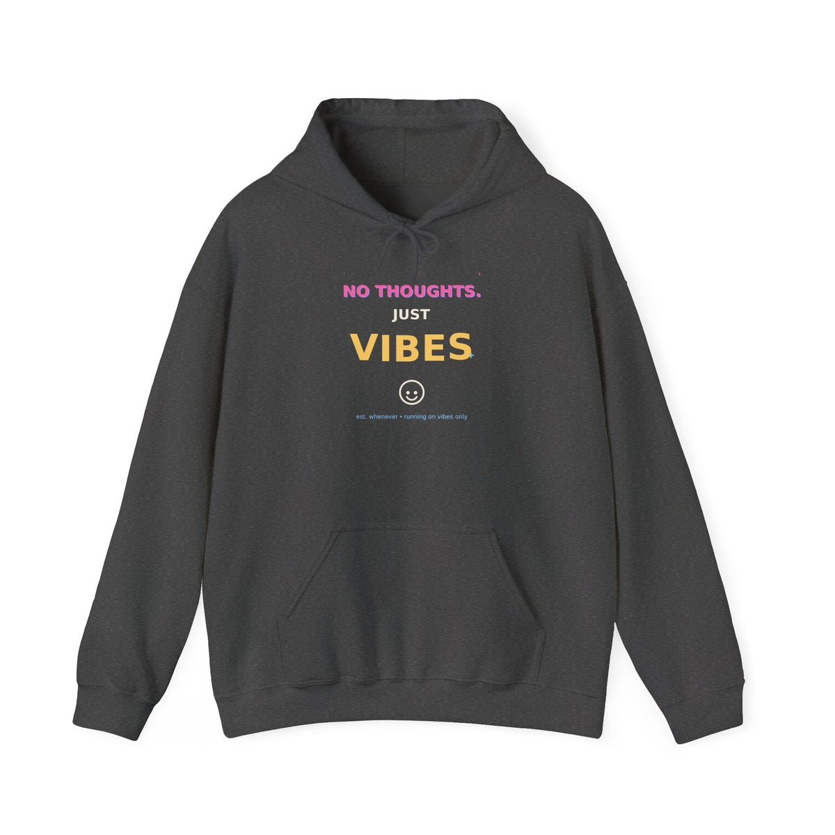 No Thoughts Just Vibes Smiley Sparkles Y2K Style Graphic Hoodie