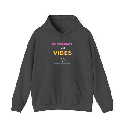 No Thoughts Just Vibes Smiley Sparkles Y2K Style Graphic Hoodie