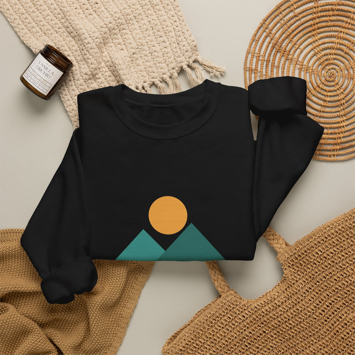 Desert Vibes Only — Minimal Mountain Sun Sweatshirt