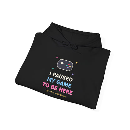 I Paused My Game To Be Here — Funny Gamer Hoodie