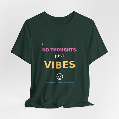 No Thoughts Just Vibes Smiley Sparkles Y2K Style Graphic Tee