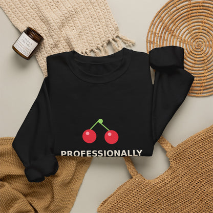 Professionally Delulu — Funny Cherry Y2K Sweatshirt