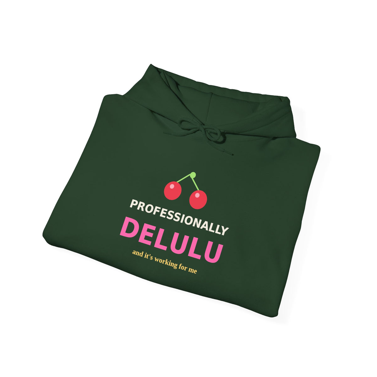 Professionally Delulu — Funny Cherry Y2K Hoodie